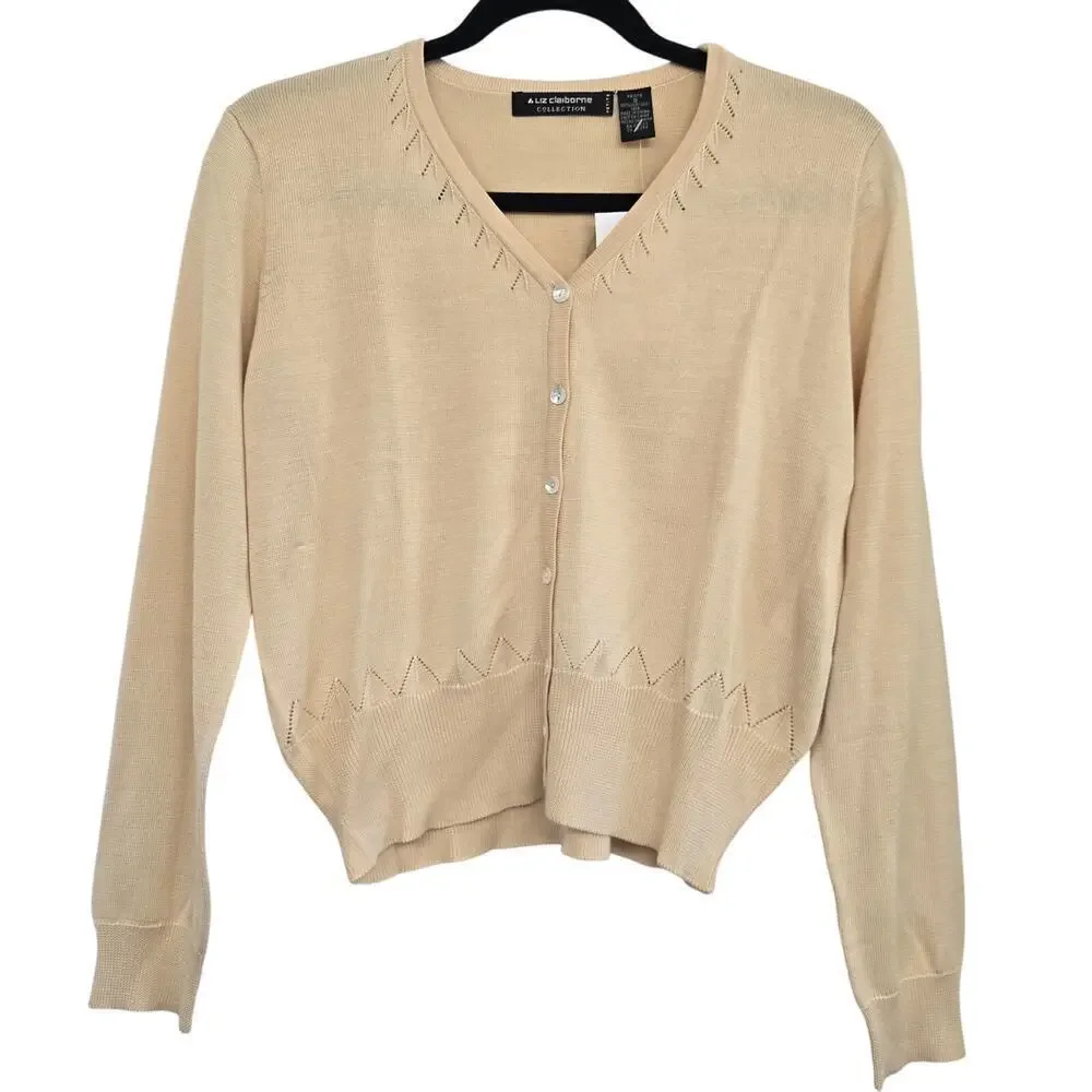 NWT Women's 100% Silk Cardigan S Butter Yellow Layering Minimalist Quiet luxury